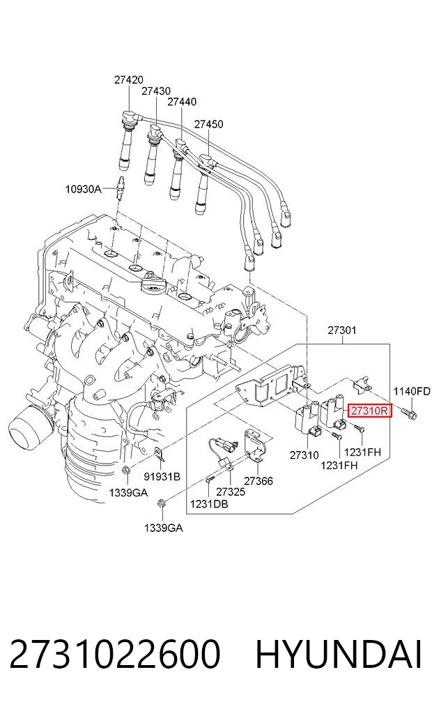 Bobina de encendido HYUNDAI 2731022600