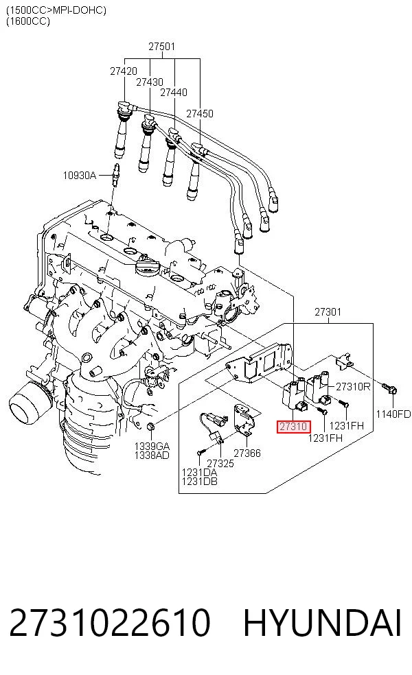 Bobina de encendido HYUNDAI 2731022610
