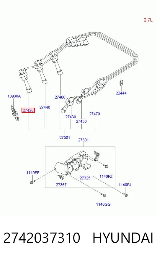 2742037310 Hyundai/Kia Cables de alta tensión, juego