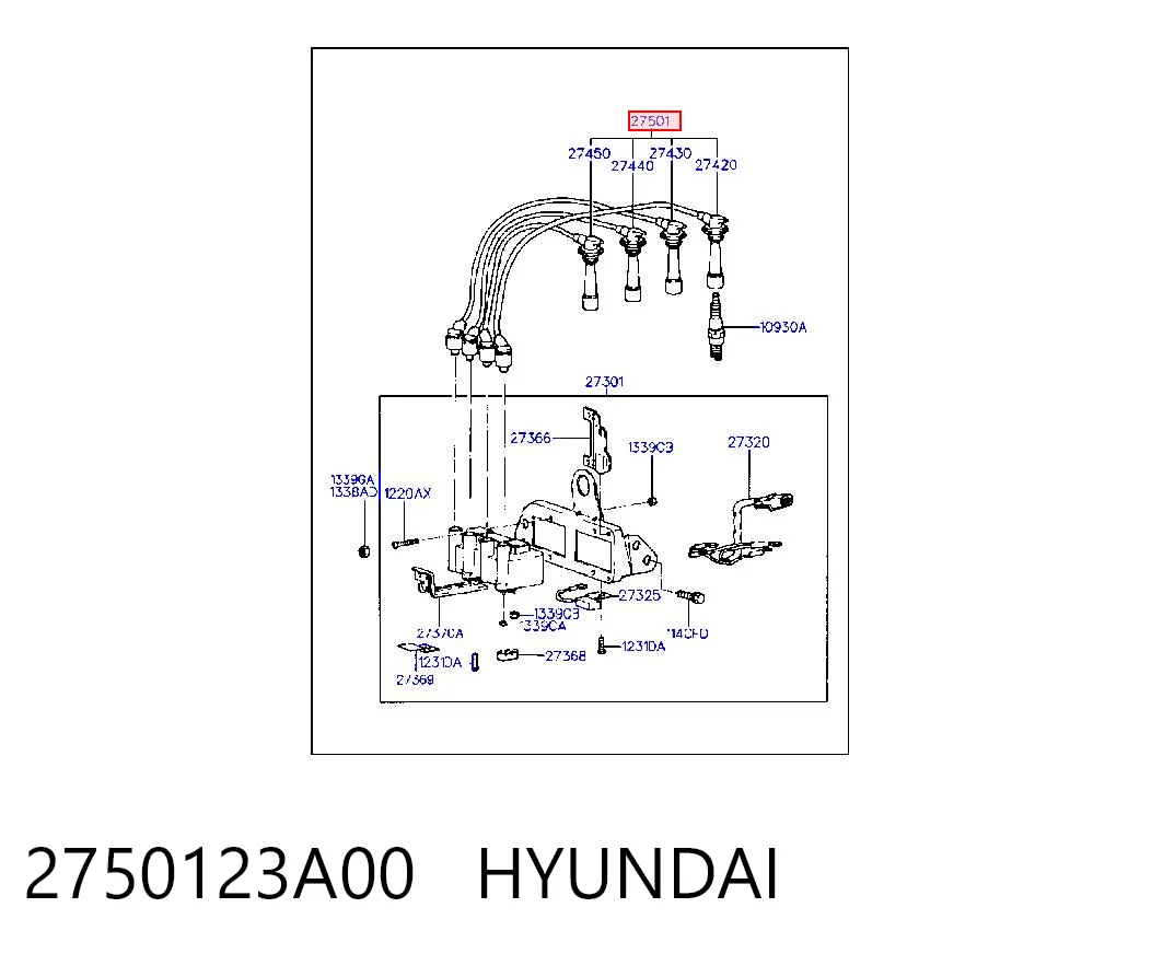 2750123A00 Hyundai/Kia Cables de alta tensión, juego