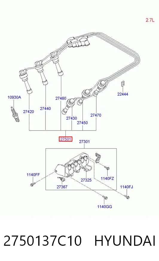 2750137C10 Hyundai/Kia Cables de alta tensión, juego
