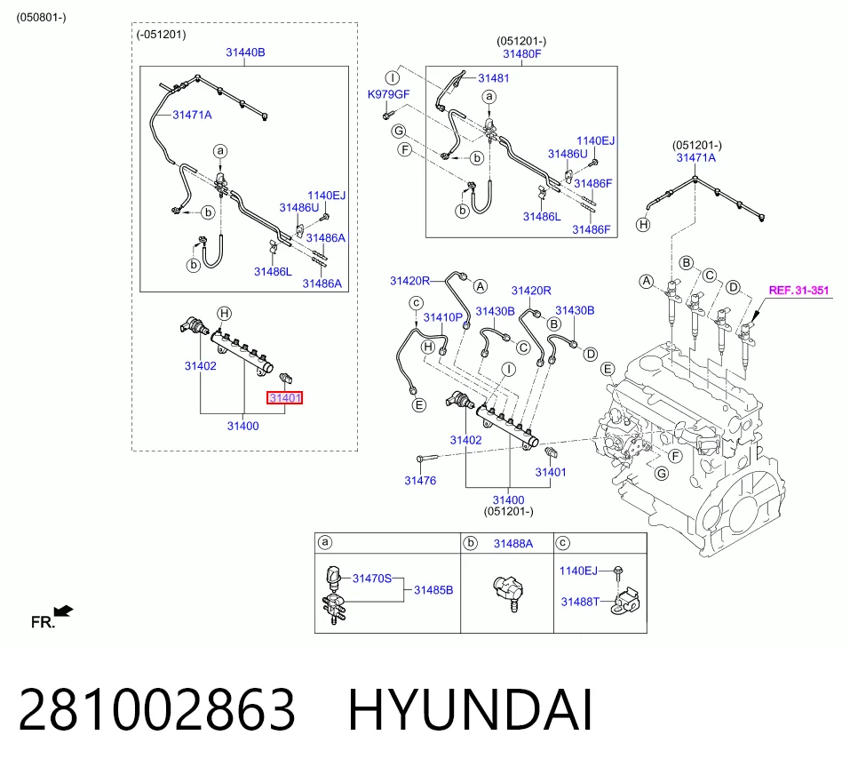 281002863 Hyundai/Kia Sensor de presión de combustible