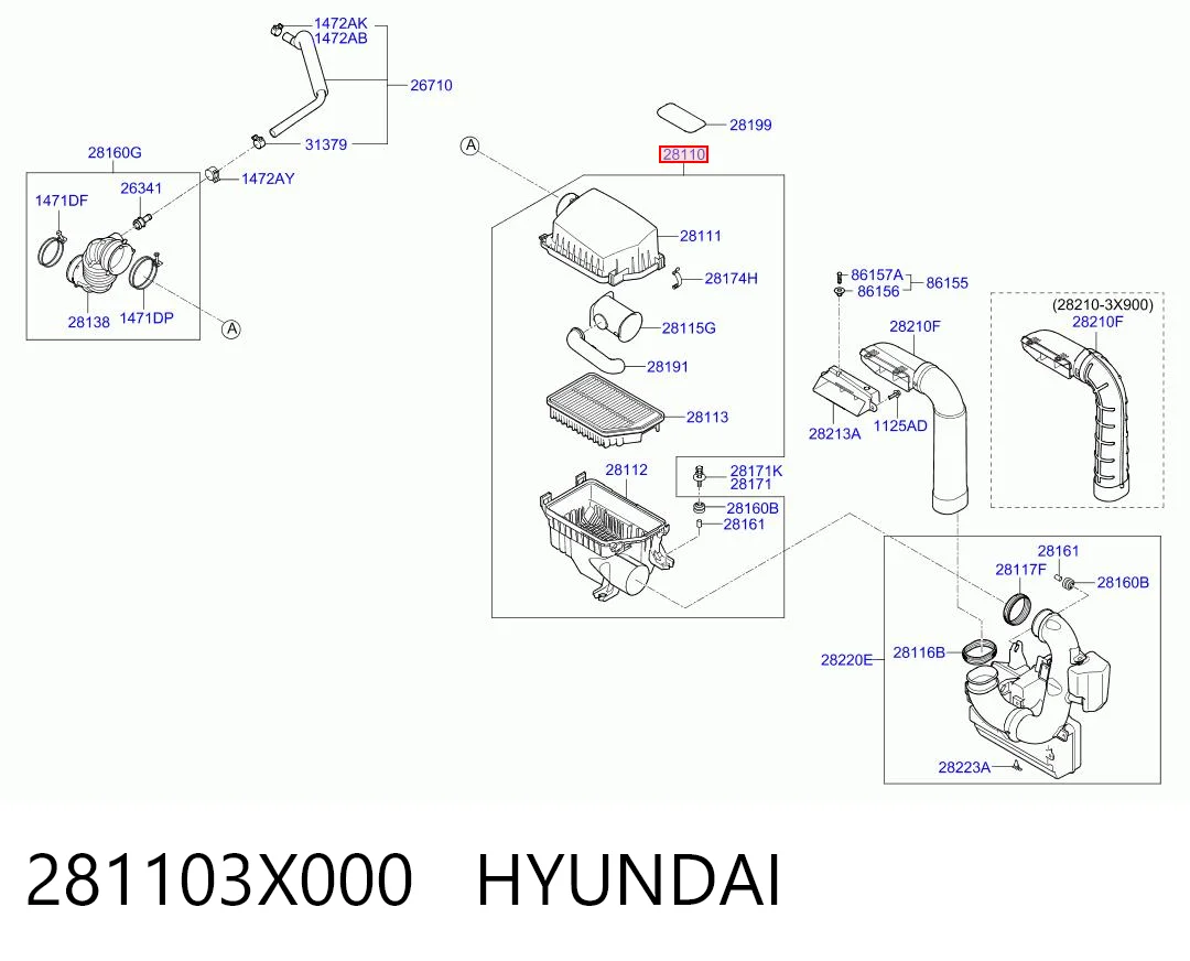 281103X000 Hyundai/Kia Carcasa del filtro de aire
