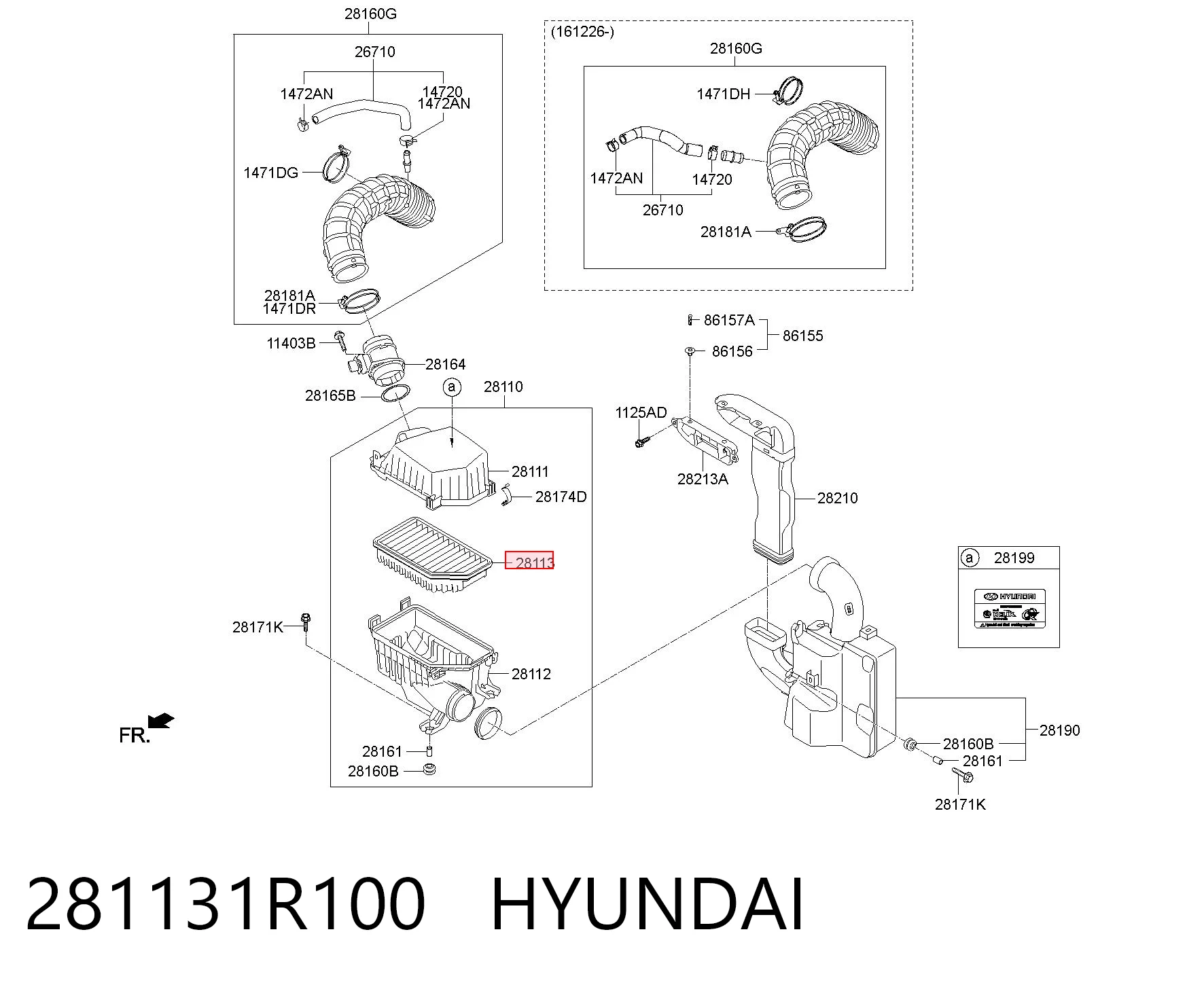 281131R100 Hyundai/Kia Filtro de aire de motor