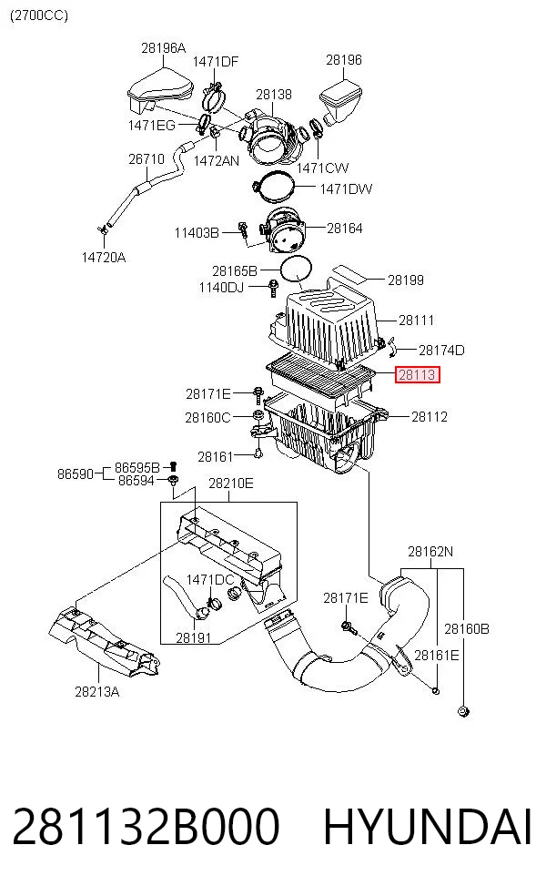 281132B000 Hyundai/Kia Filtro de aire de motor