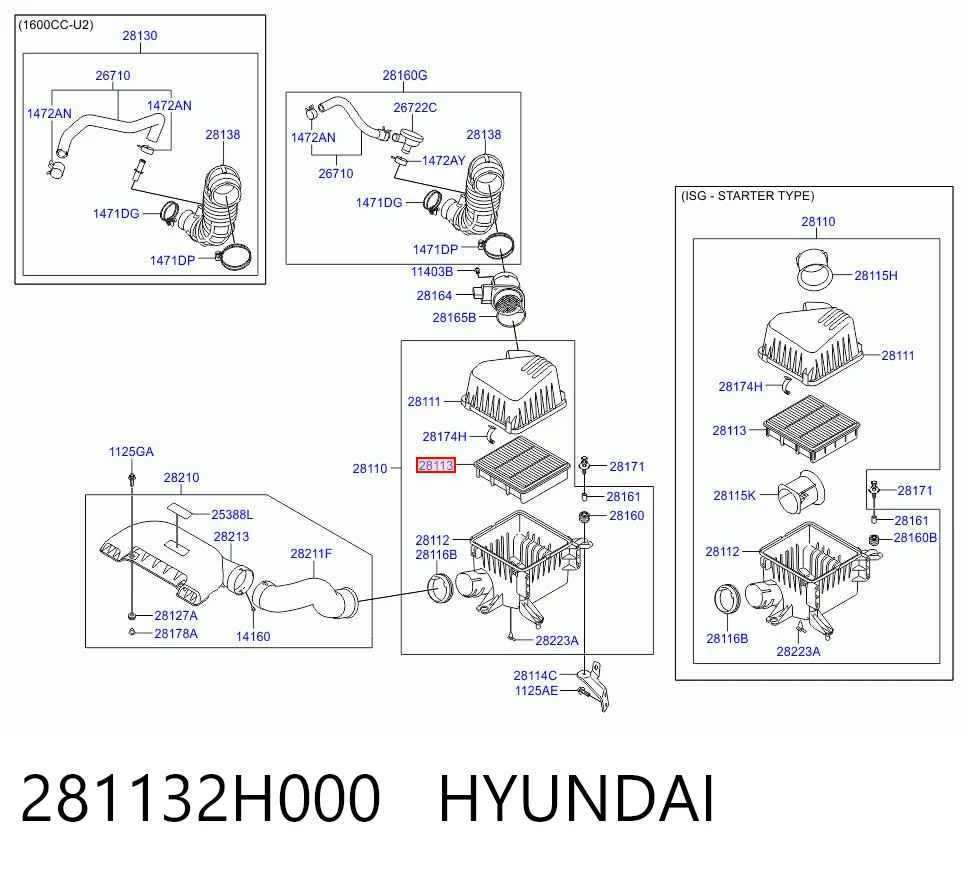 281132H000 Hyundai/Kia Filtro de aire de motor