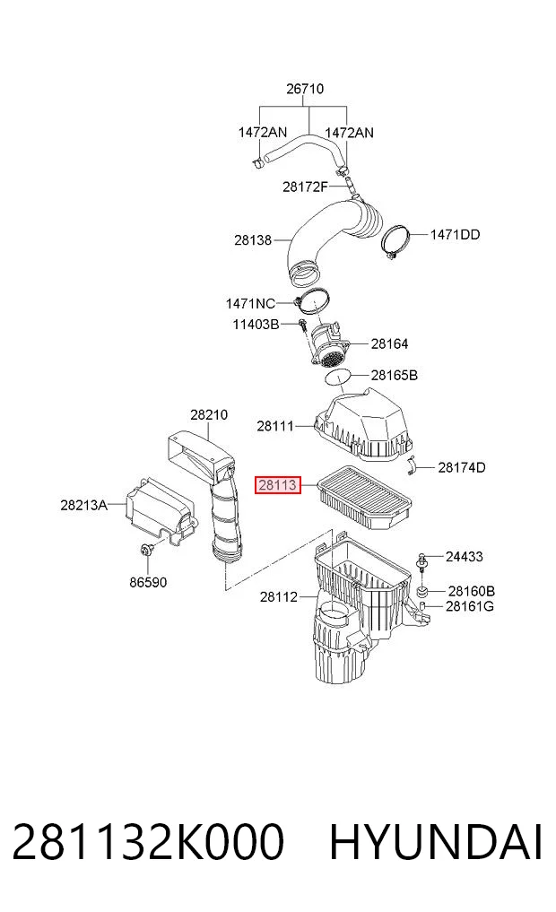 281132K000 Hyundai/Kia Filtro de aire de motor