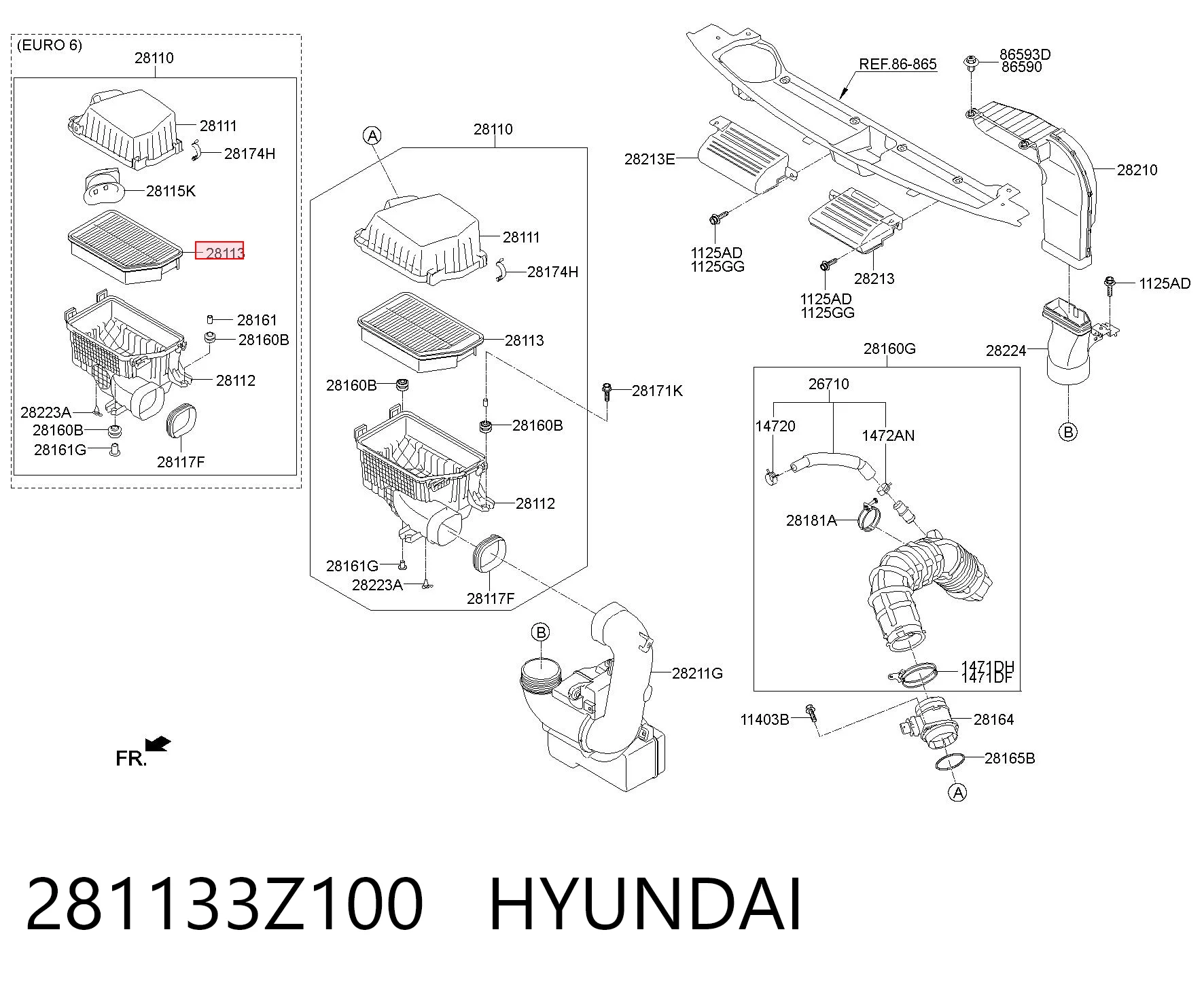 281133Z100 Hyundai/Kia Filtro de aire de motor
