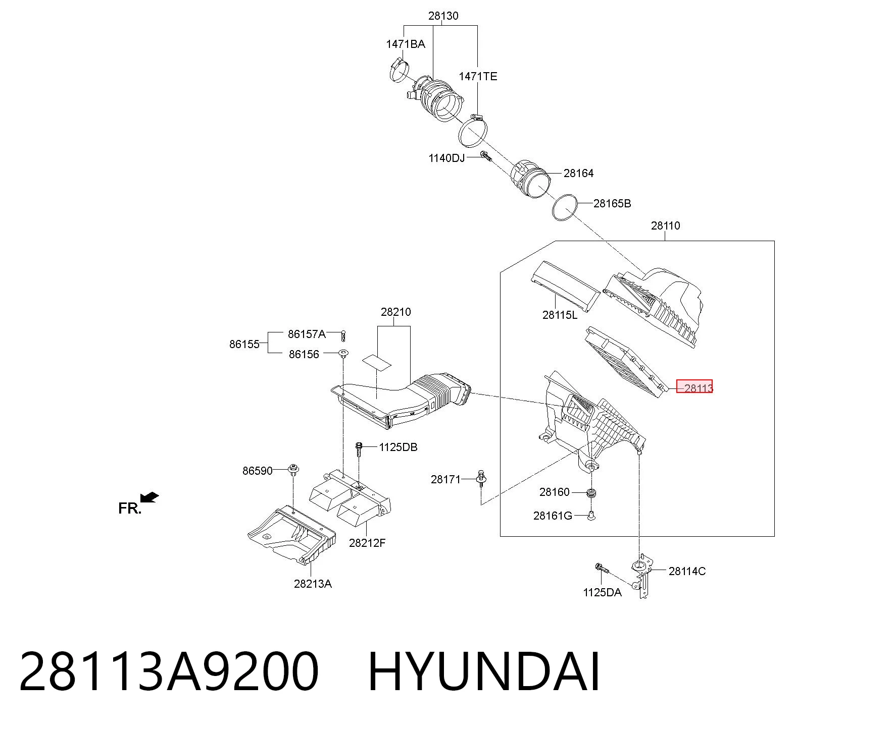 28113A9200 Hyundai/Kia Filtro de aire de motor