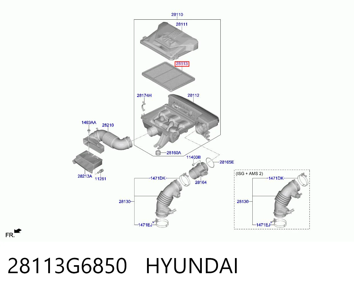 28113G6850 Hyundai/Kia Filtro de aire de motor