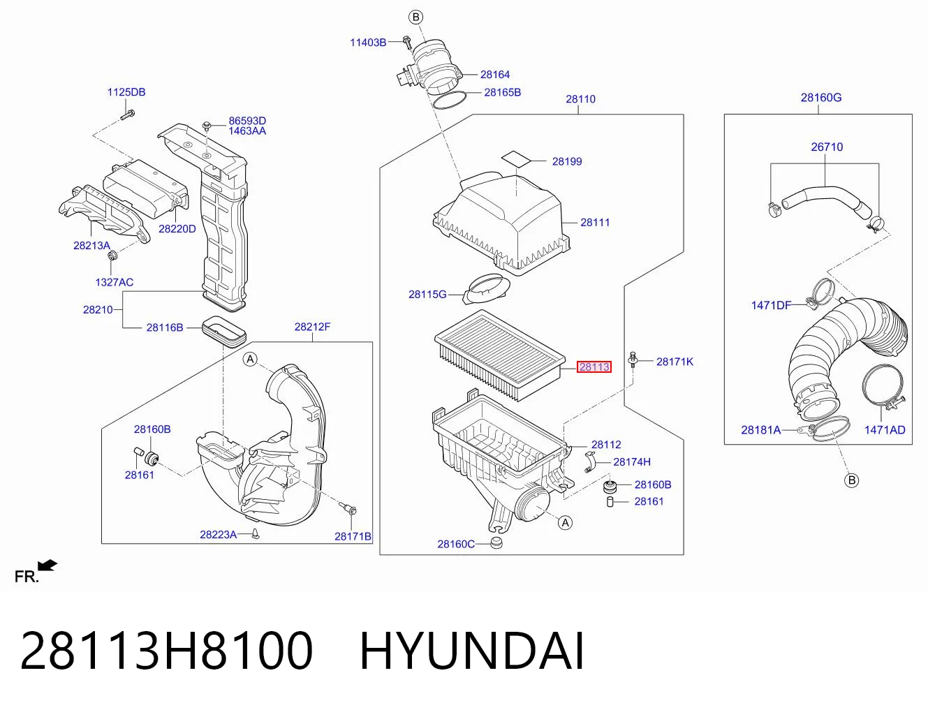 28113H8100 Hyundai/Kia Filtro de aire de motor