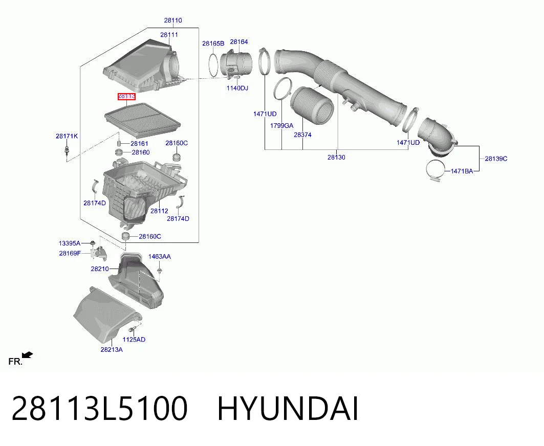28113L5100 Hyundai/Kia Filtro de aire de motor