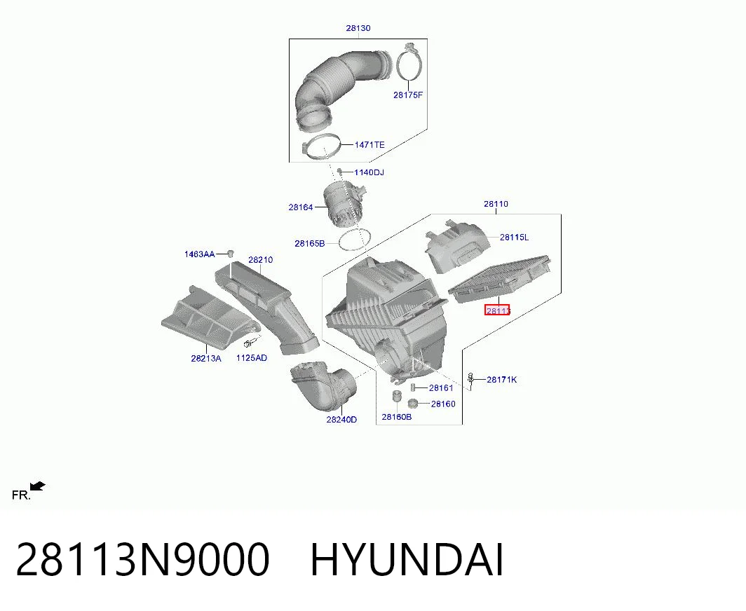 28113N9000 Hyundai/Kia Filtro de aire de motor