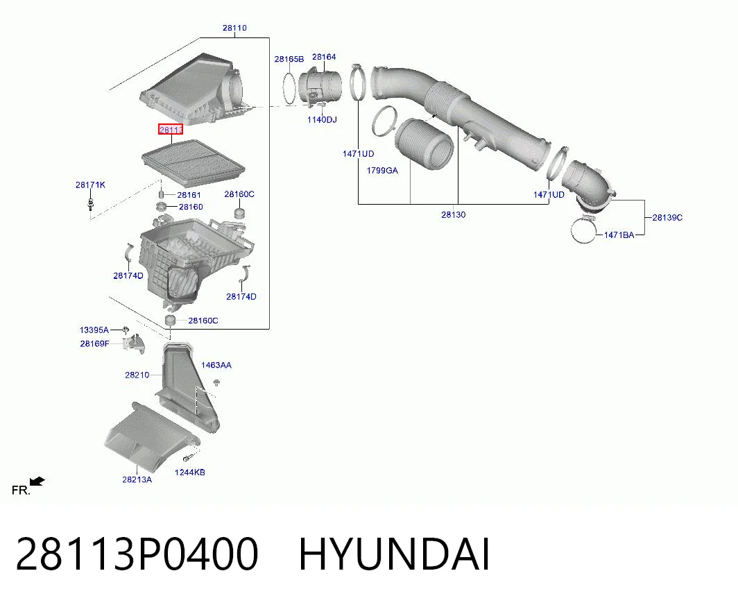 28113P0400 Hyundai/Kia Filtro de aire de motor
