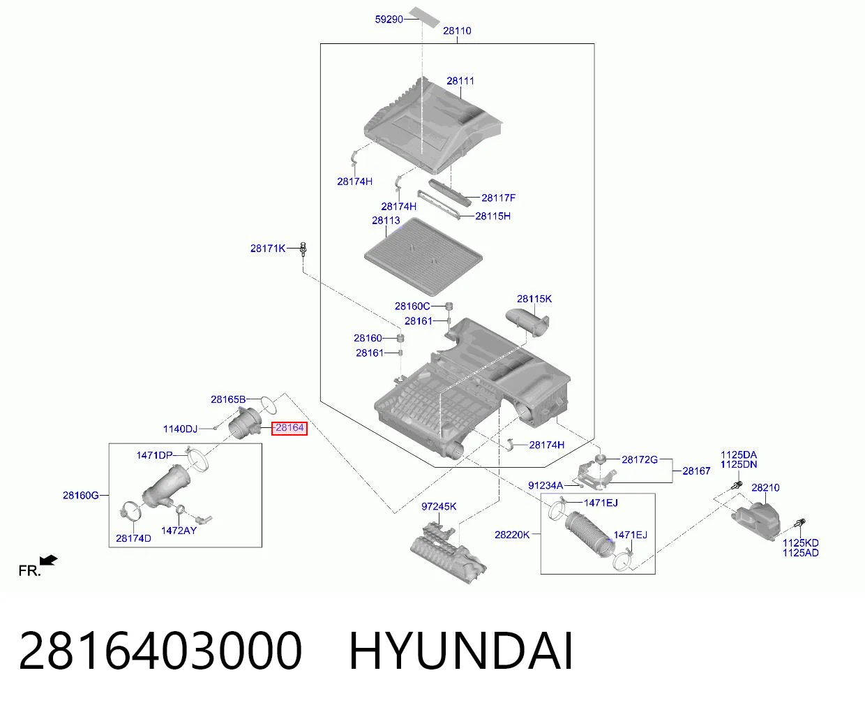 2816403000 Hyundai/Kia Sensor de flujo de aire