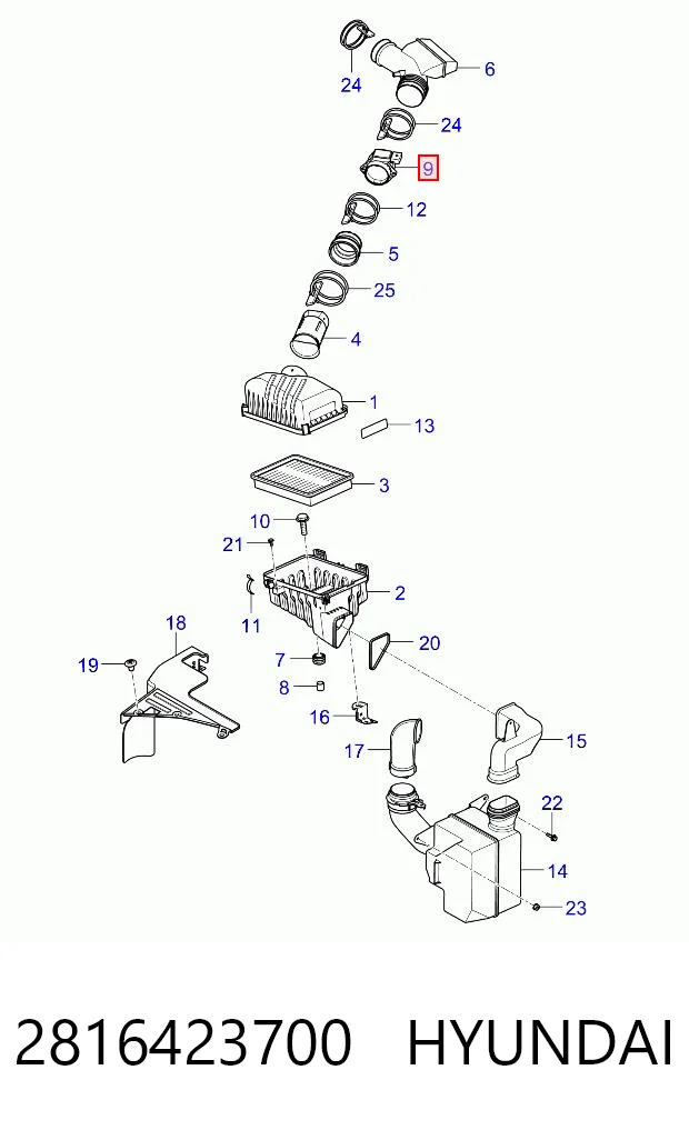 2816423700 Hyundai/Kia Sensor de flujo de aire