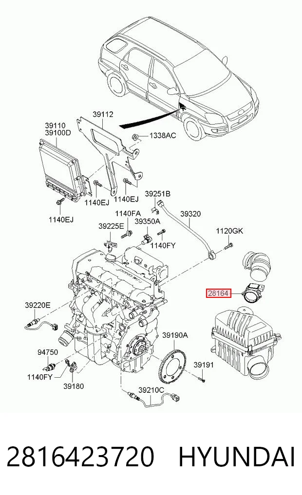 2816423720 Hyundai/Kia Sensor de flujo de aire