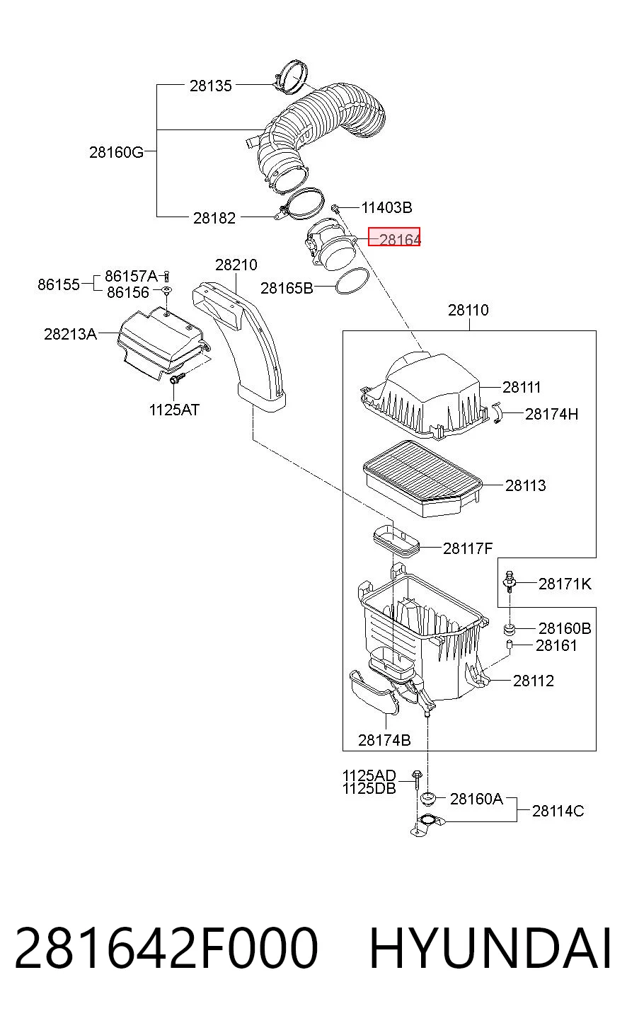 281642F000 Hyundai/Kia Sensor de flujo de aire