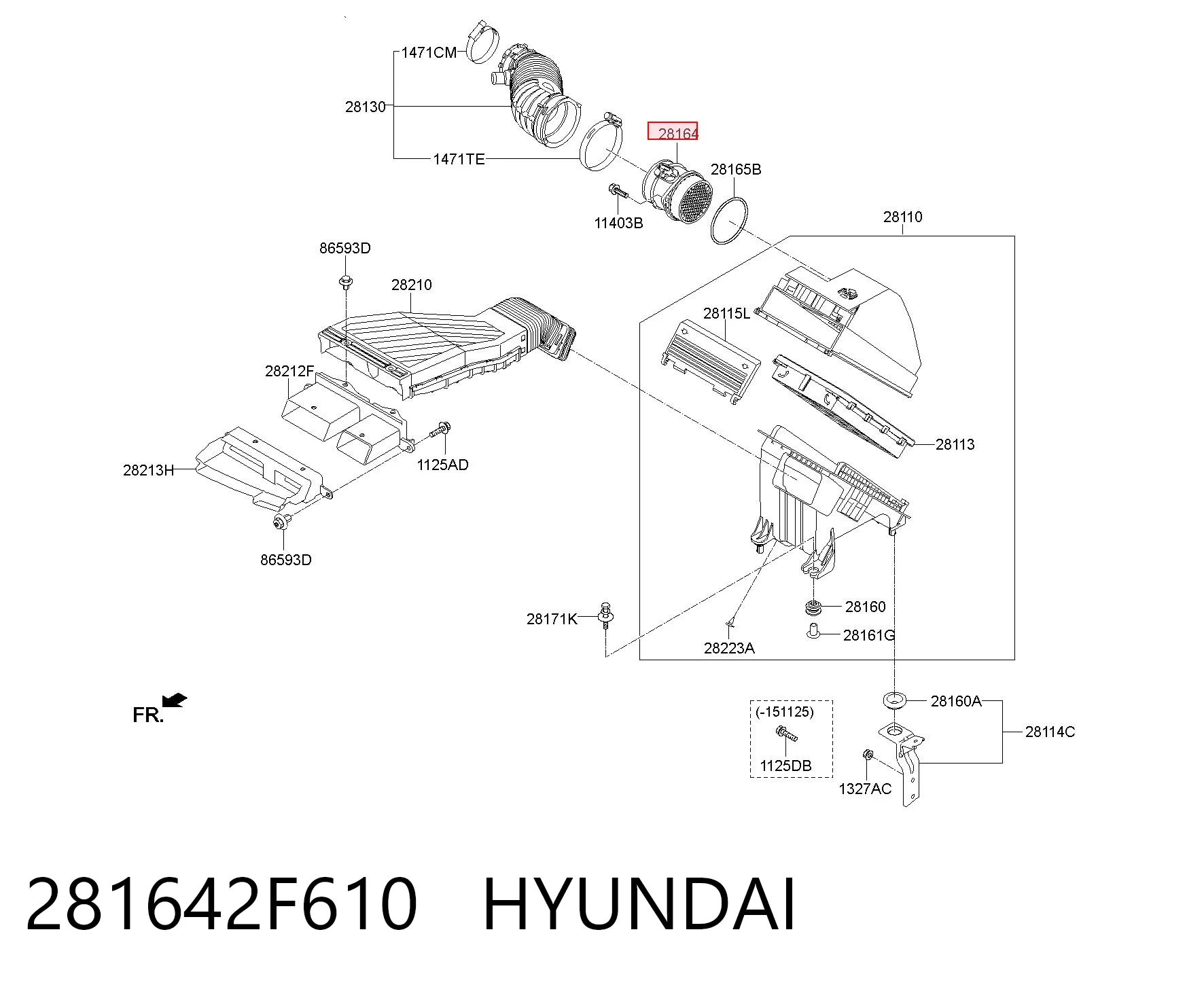 281642F610 Hyundai/Kia Sensor de flujo de aire