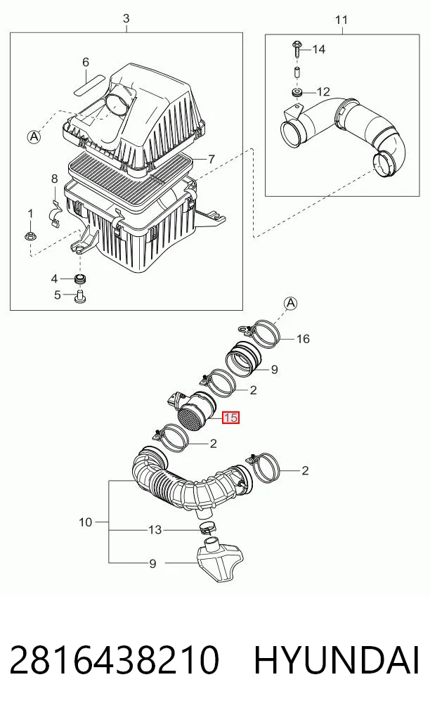 2816438210 Hyundai/Kia Sensor de flujo de aire