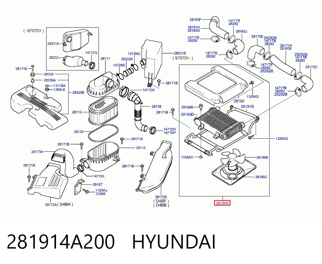Intercooler 281914A200 HYUNDAI