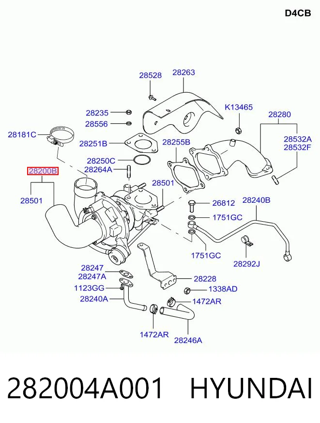 282004A001 Hyundai/Kia Turbo para motor