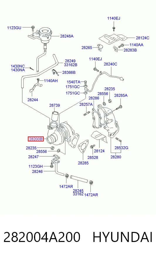 282004A200 Hyundai/Kia Turbo para motor
