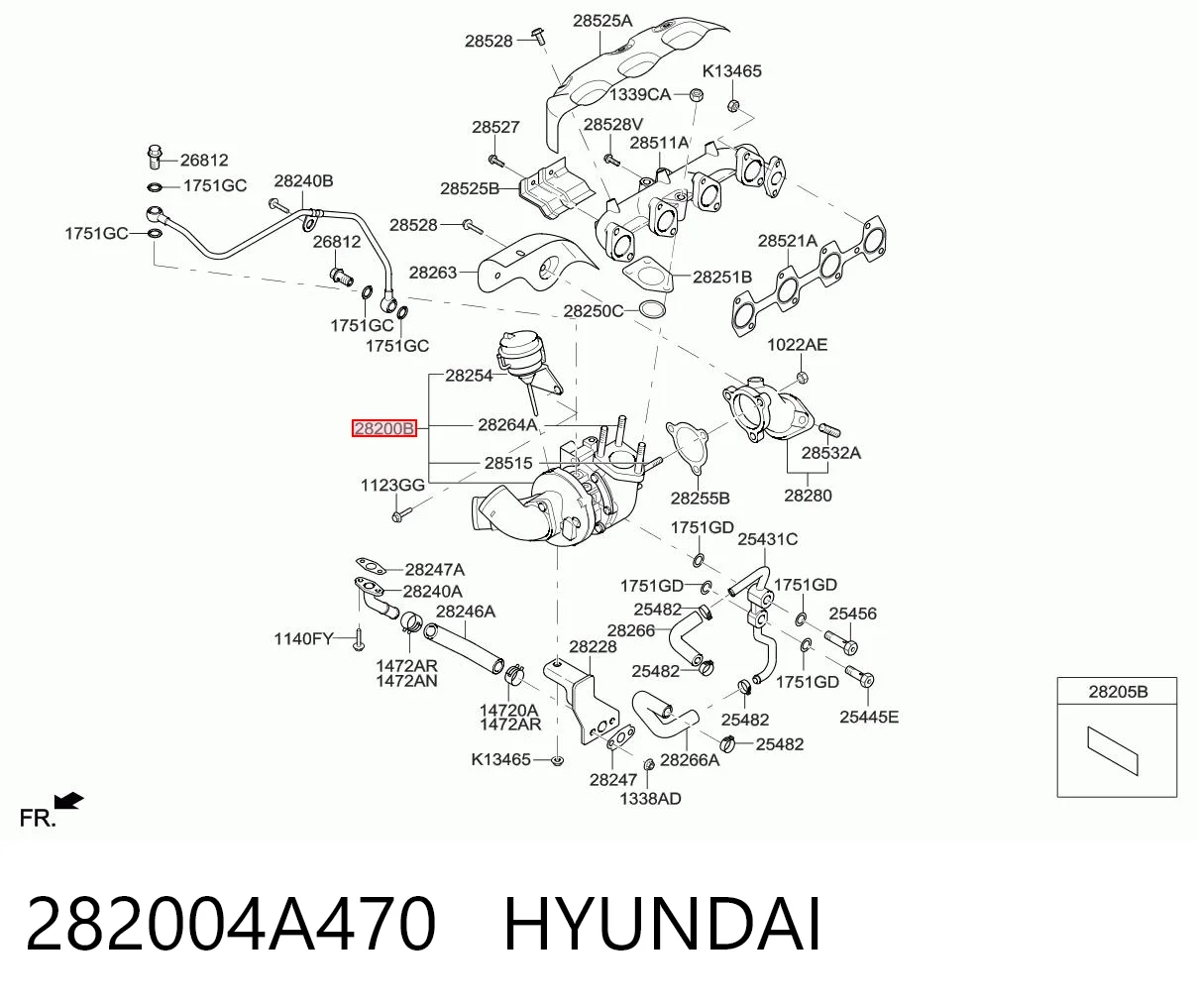 282004A470 Hyundai/Kia Turbo para motor