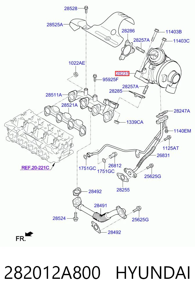 282012A800 Hyundai/Kia Turbo para motor