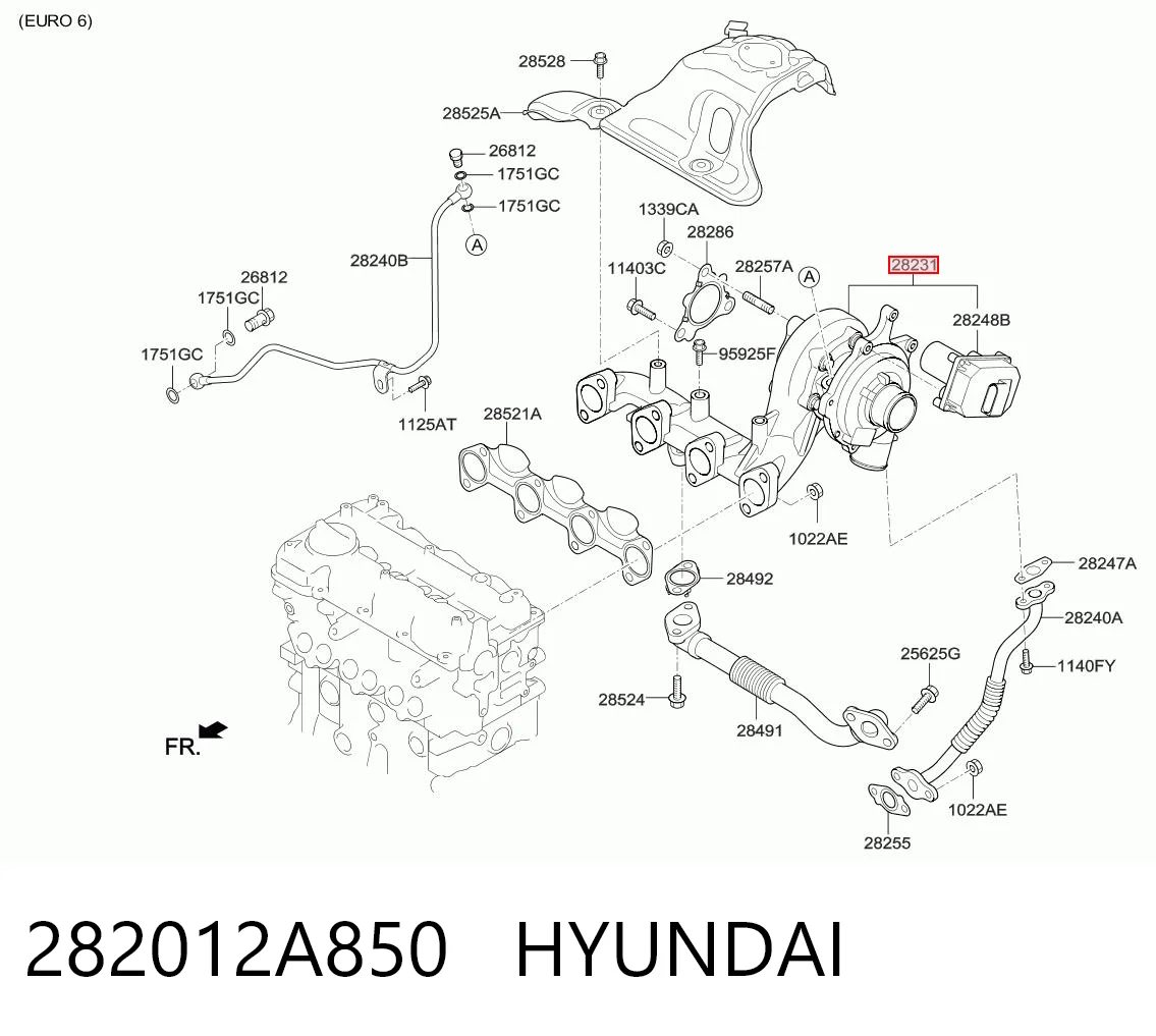 282012A850 Hyundai/Kia Turbo para motor
