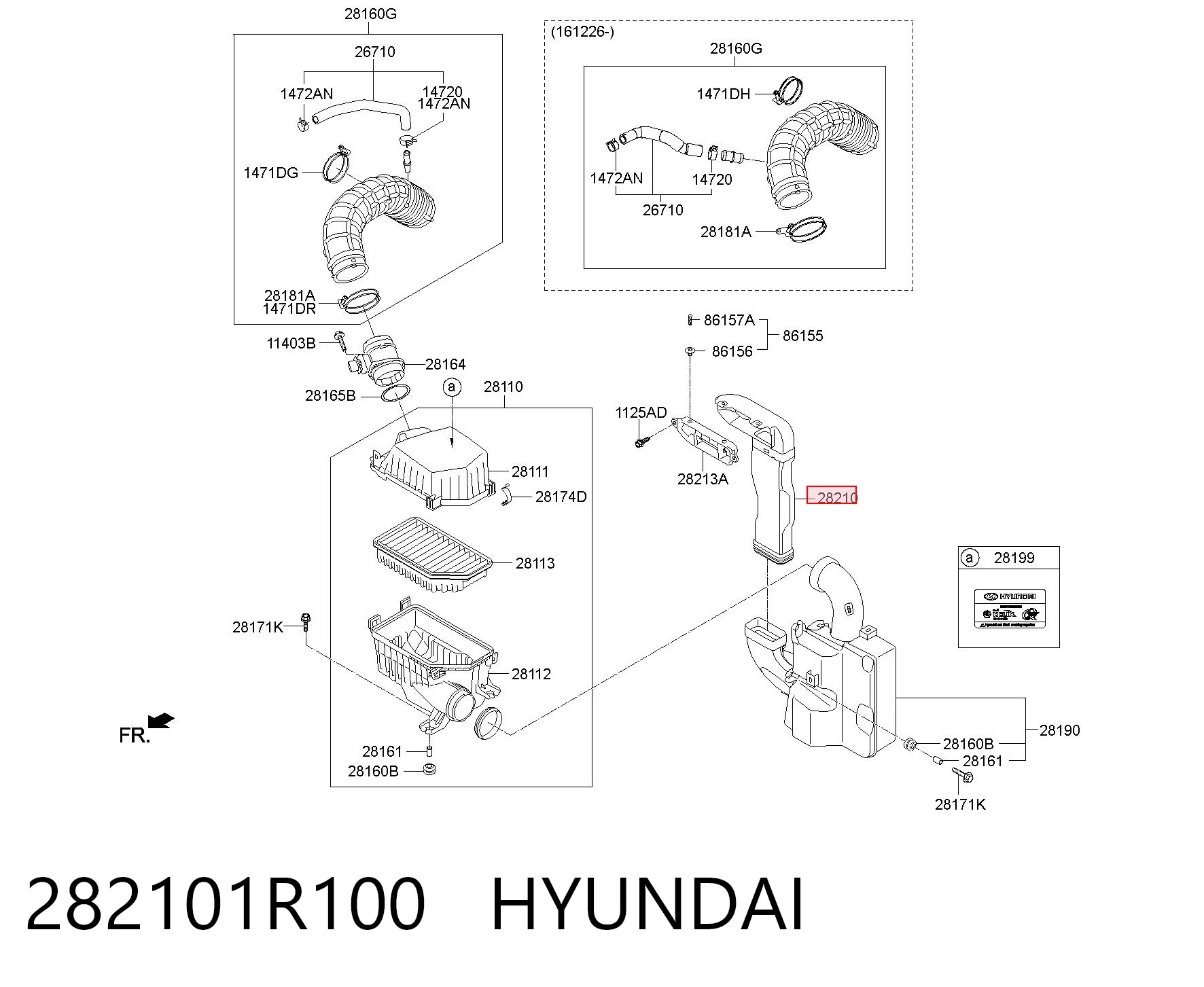 Entrada del filtro de aire para Hyundai Accent IV RB