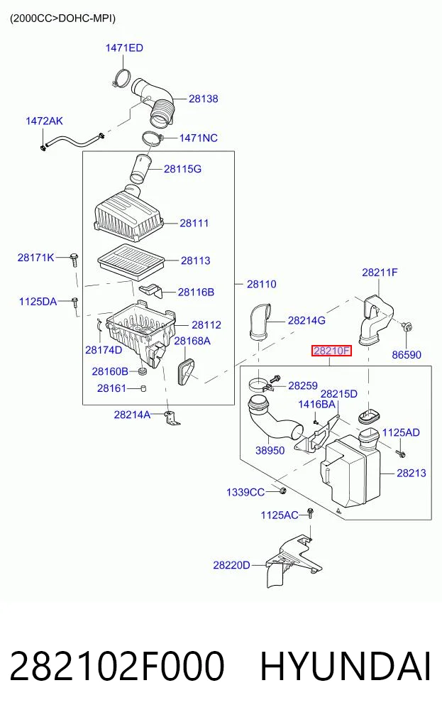 282102F000 Hyundai/Kia Resonador del filtro de aire