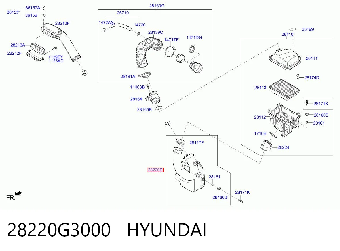 28220G3000 Hyundai/Kia Resonador del filtro de aire