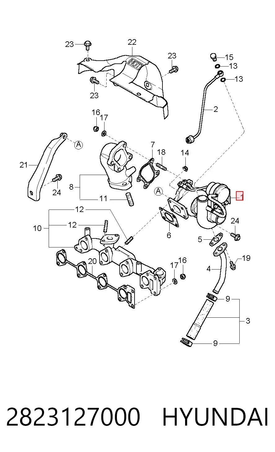 2823127000 Hyundai/Kia Turbo para motor