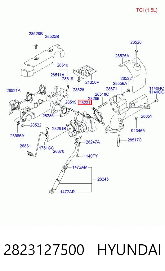 2823127500 Hyundai/Kia Turbo para motor