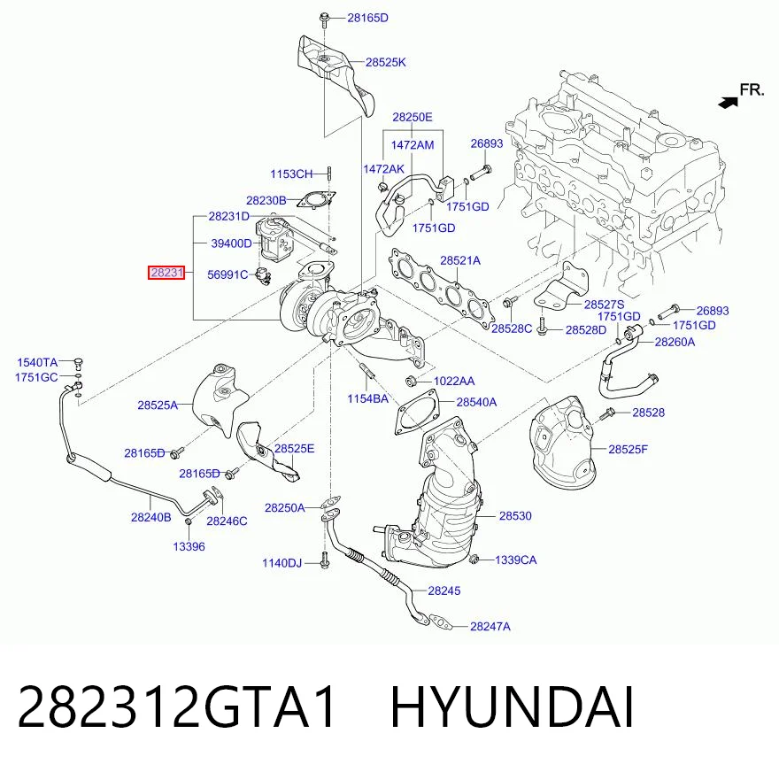 282312GTA1 Hyundai/Kia Turbo para motor
