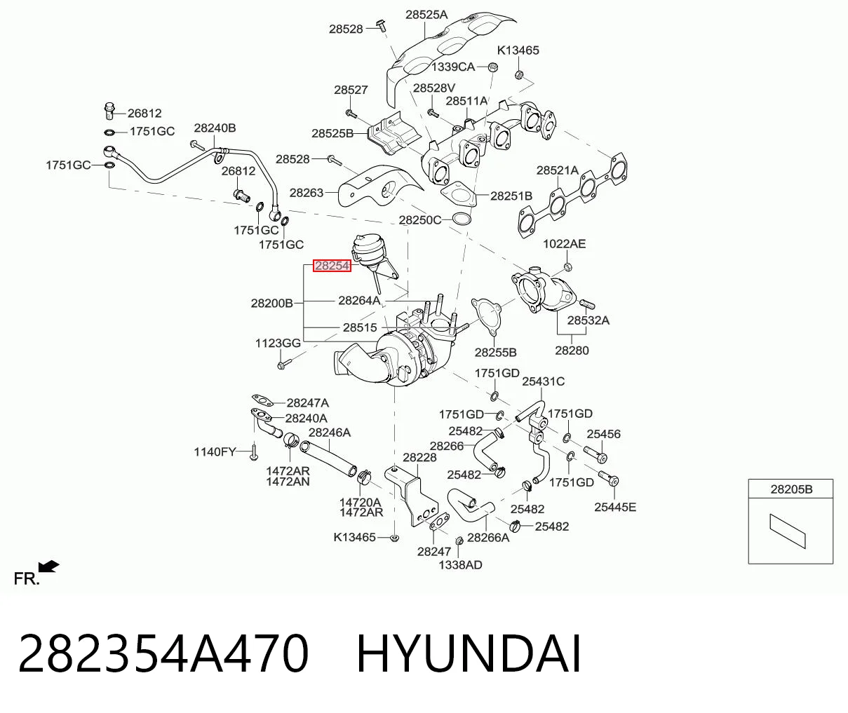 282354A470 Hyundai/Kia Válvula de regulación para aire de admisión