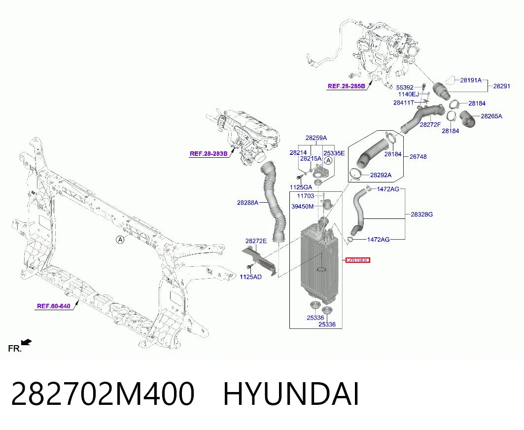 282702M400 Hyundai/Kia Radiador de intercooler