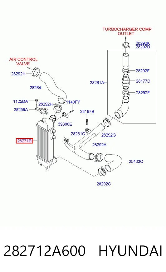 Enfriador de aire de admisión Elantra IV sedán (2006-2011) original desde 88,57 €