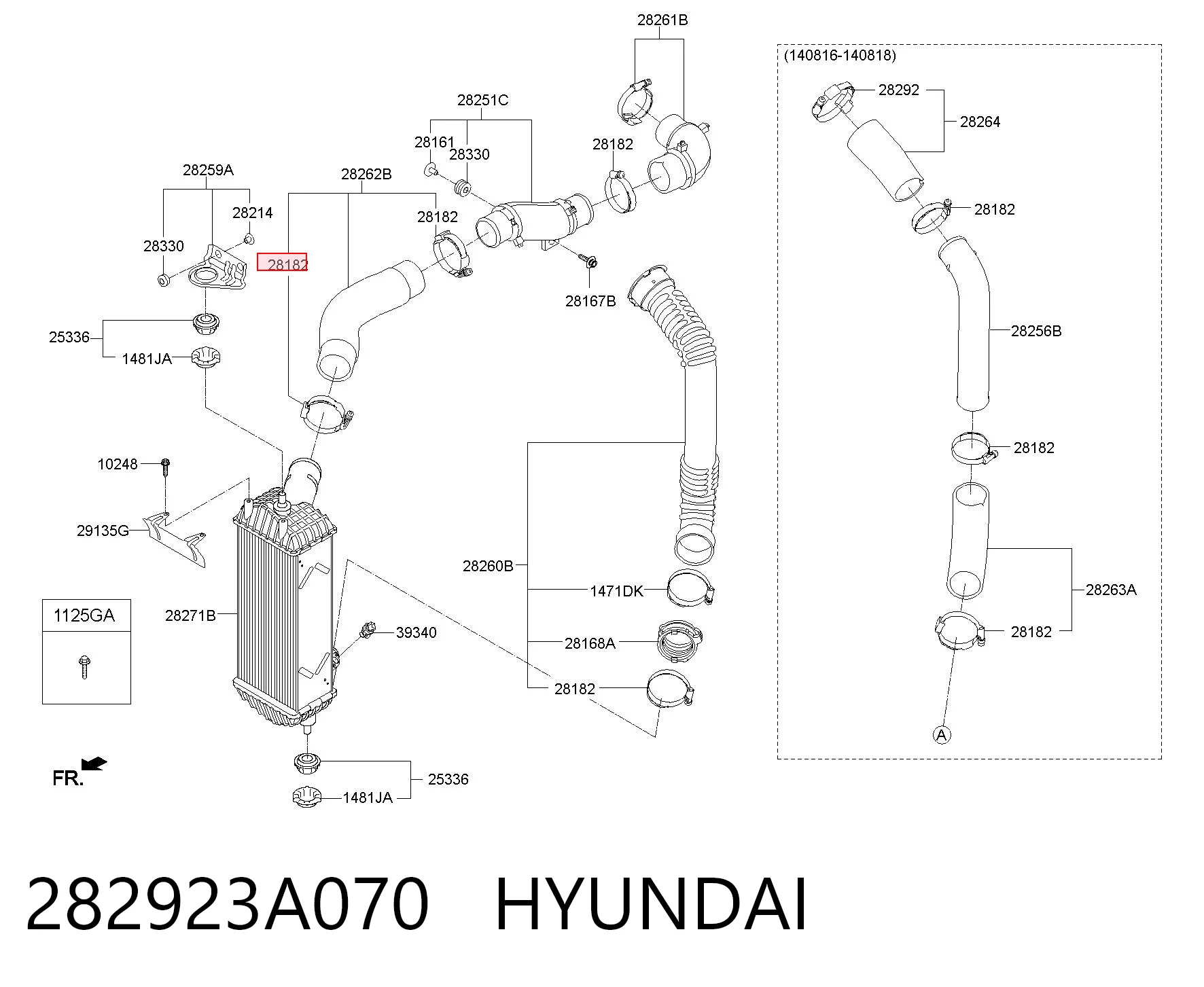 282923A070 Hyundai/Kia Abrazadera metálica universal