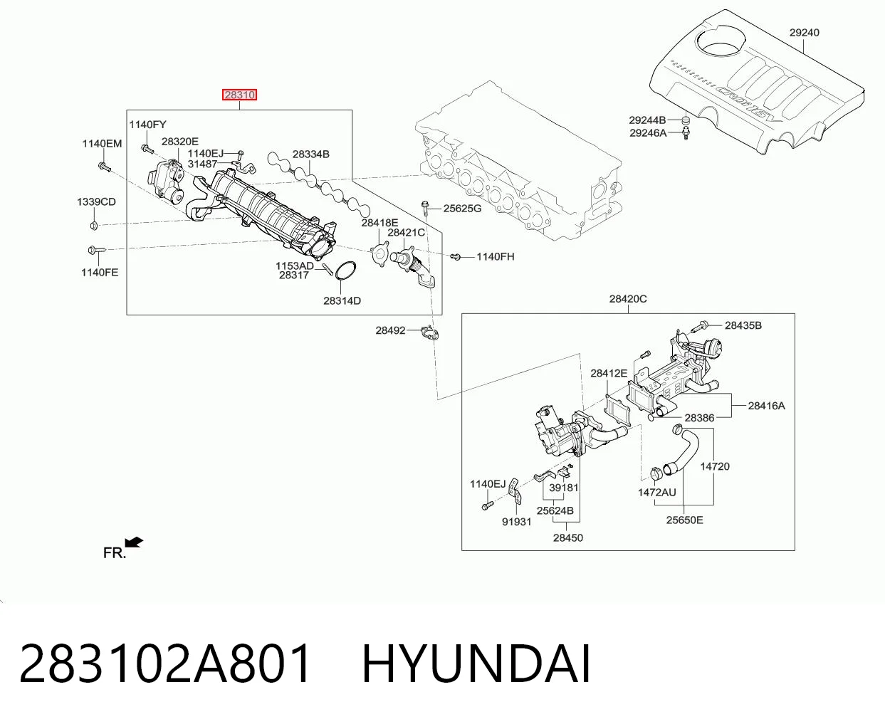 283102A801 Hyundai/Kia Colectores de admisión