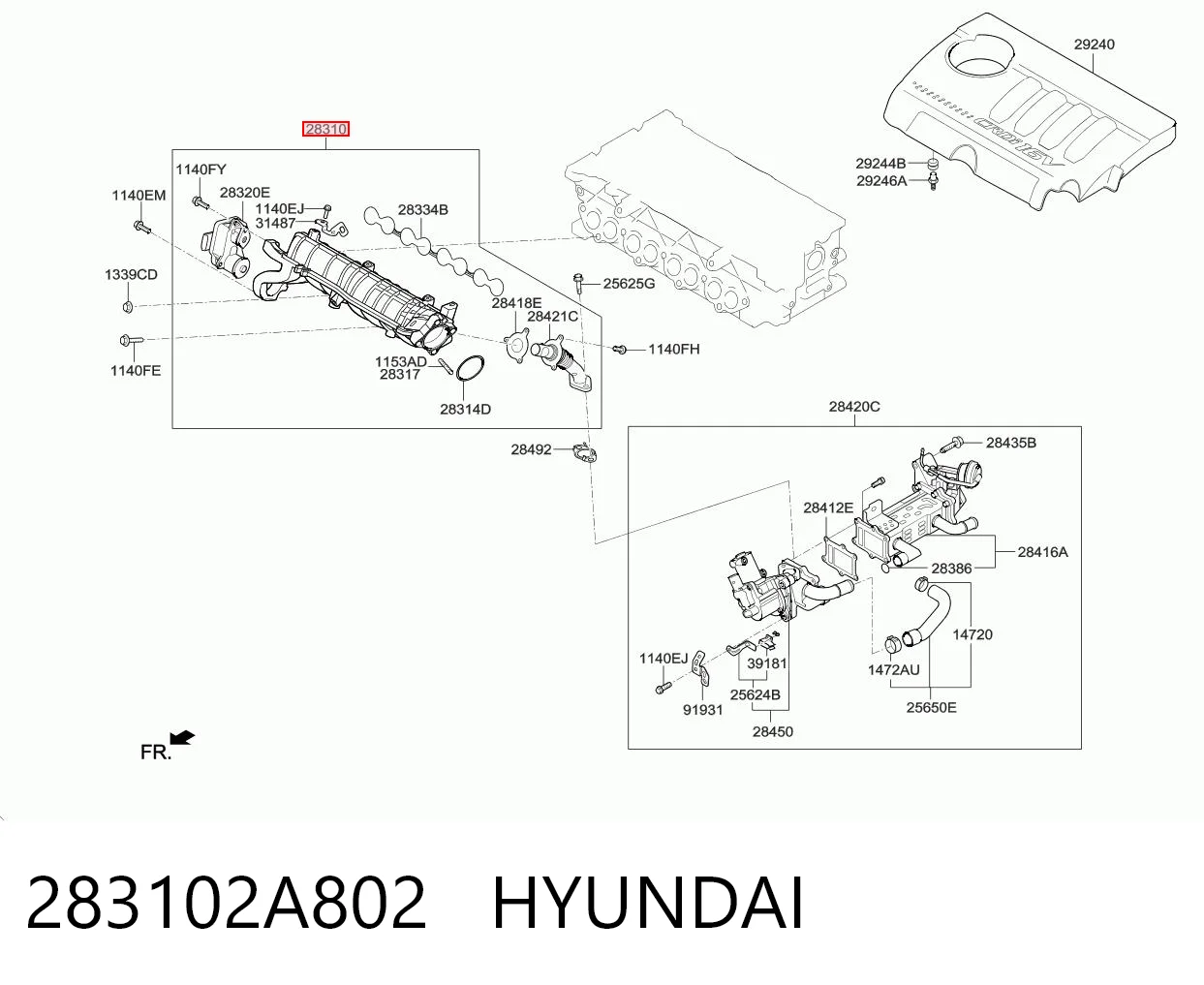 283102A802 Hyundai/Kia Colectores de admisión