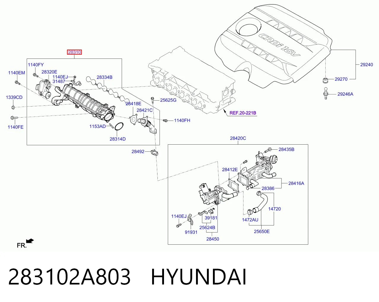 283102A803 Hyundai/Kia Colectores de admisión