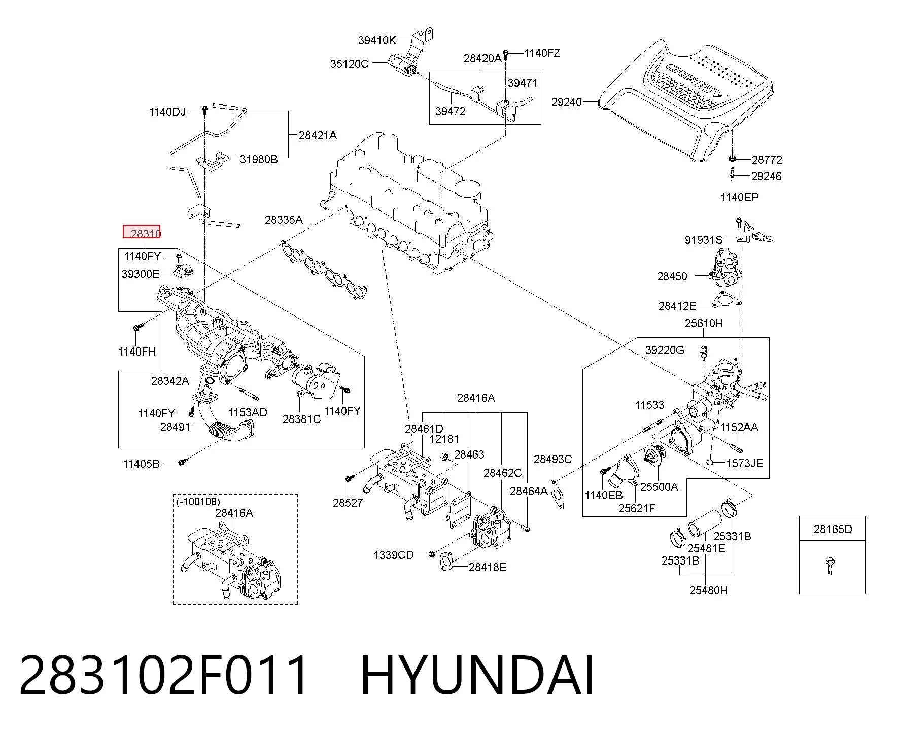 283102F011 Hyundai/Kia Colectores de admisión