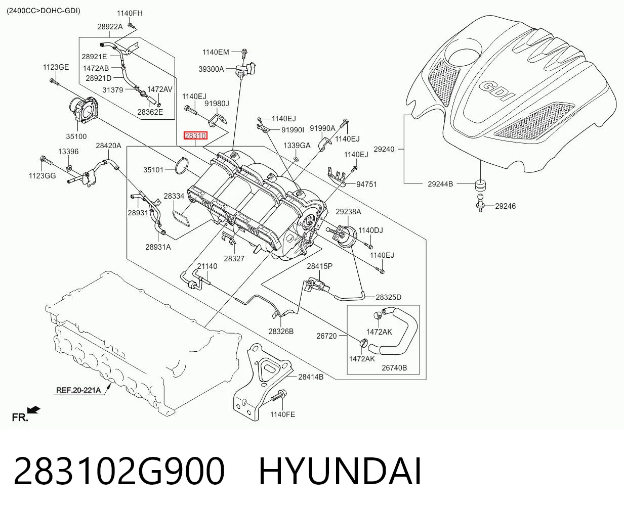 283102G900 Hyundai/Kia Colectores de admisión