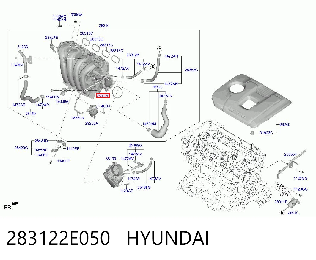 283122E050 Hyundai/Kia Junta del cuerpo de mariposa