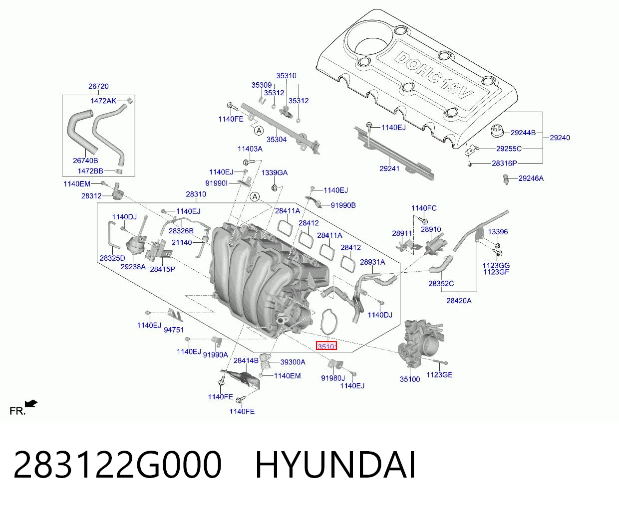 283122G000 Hyundai/Kia Junta del cuerpo de mariposa