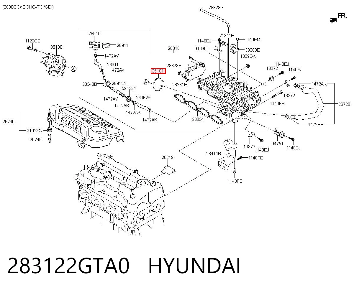 283122GTA0 Hyundai/Kia Junta del cuerpo de mariposa