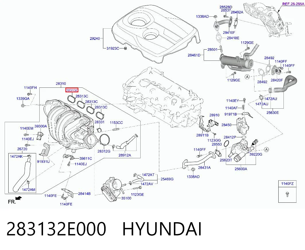 283132E000 Hyundai/Kia Juego de juntas, colector de admisión