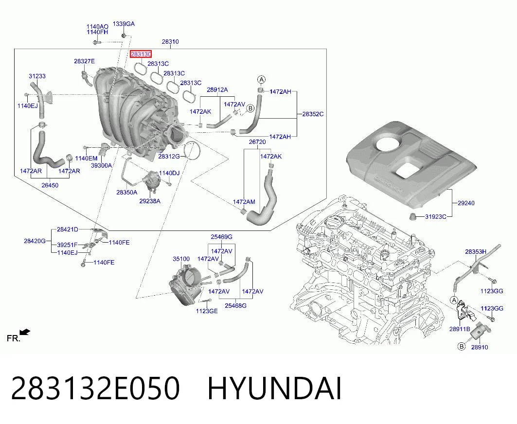 283132E050 Hyundai/Kia Juego de juntas, colector de admisión